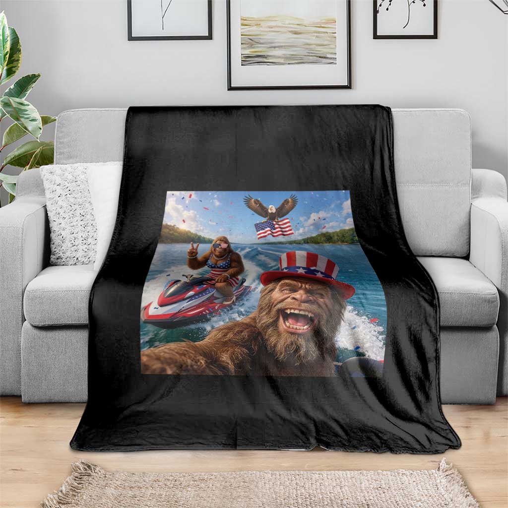 Patriotic Bigfoot Squad Chill Summer Vacation Graphic Throw Blanket TS12 Print Your Wear