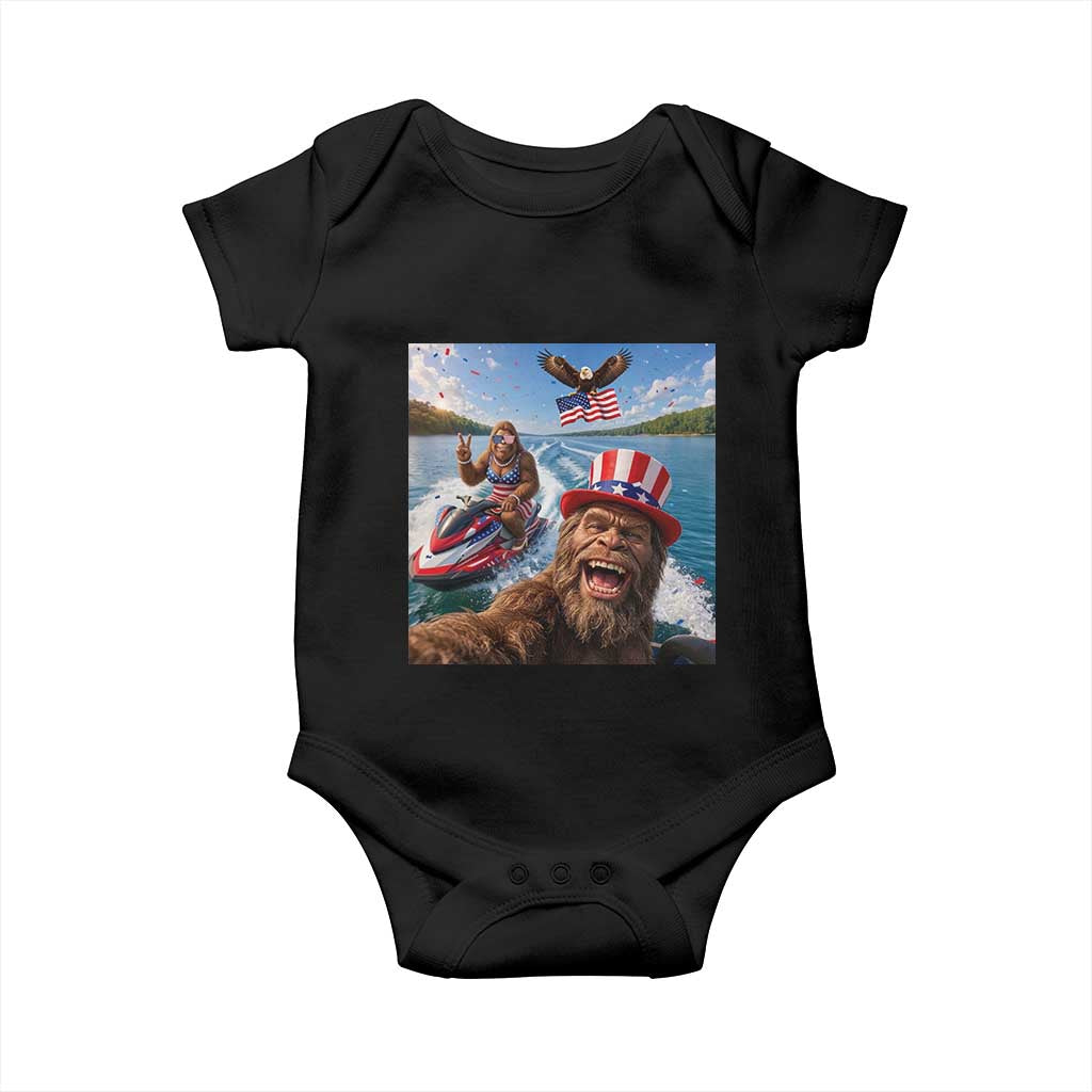 Patriotic Bigfoot Squad Chill Summer Vacation Graphic Baby Onesie TS12 Black Print Your Wear