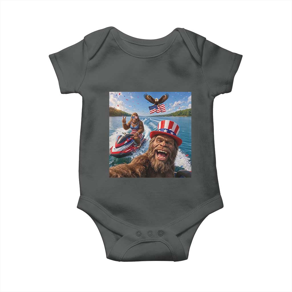 Patriotic Bigfoot Squad Chill Summer Vacation Graphic Baby Onesie TS12 Dark Heather Print Your Wear