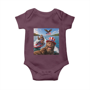Patriotic Bigfoot Squad Chill Summer Vacation Graphic Baby Onesie TS12 Maroon Print Your Wear