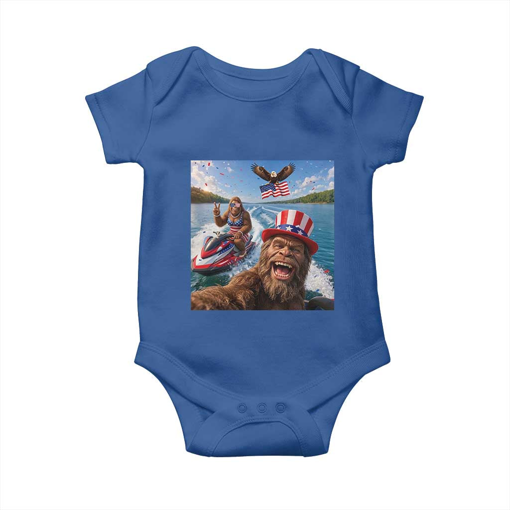 Patriotic Bigfoot Squad Chill Summer Vacation Graphic Baby Onesie TS12 Royal Blue Print Your Wear