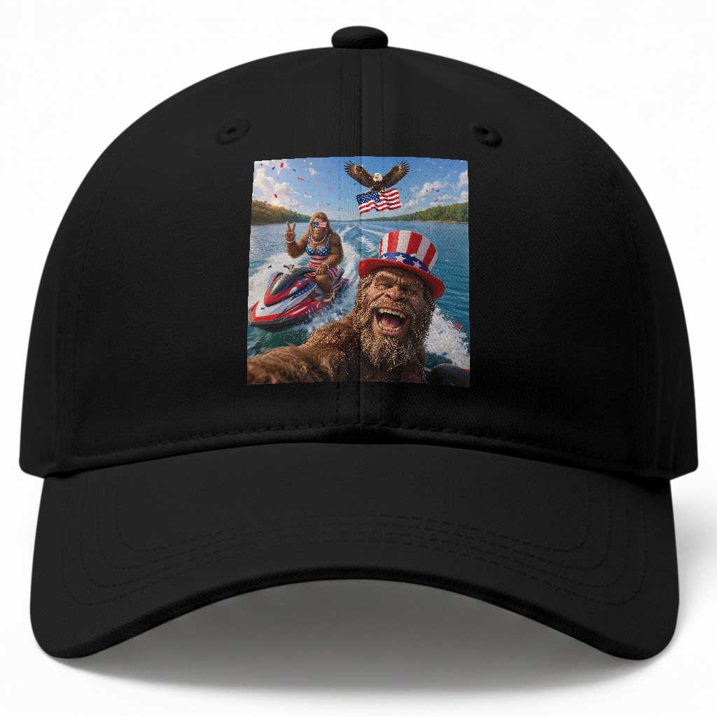 Patriotic Bigfoot Squad Chill Summer Vacation Graphic Baseball Cap