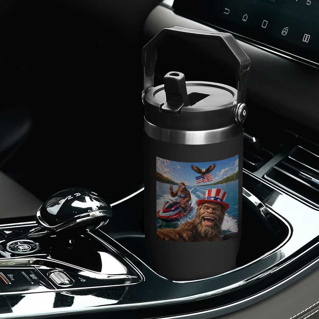 Patriotic Bigfoot Squad Chill Summer Vacation Graphic Flip Straw Tumbler TS12 Print Your Wear