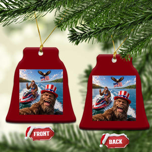 Patriotic Bigfoot Squad Chill Summer Vacation Graphic Ceramic Ornament