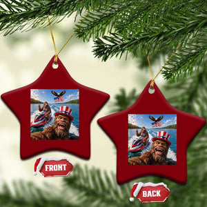 Patriotic Bigfoot Squad Chill Summer Vacation Graphic Ceramic Ornament