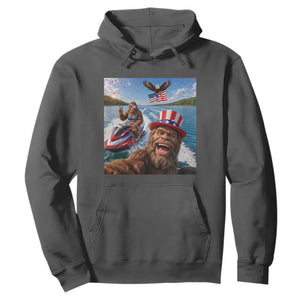 Patriotic Bigfoot Squad Chill Summer Vacation Graphic Hoodie TS12 Dark Heather Print Your Wear
