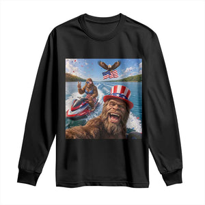 Patriotic Bigfoot Squad Chill Summer Vacation Graphic Long Sleeve Shirt