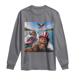 Patriotic Bigfoot Squad Chill Summer Vacation Graphic Long Sleeve Shirt