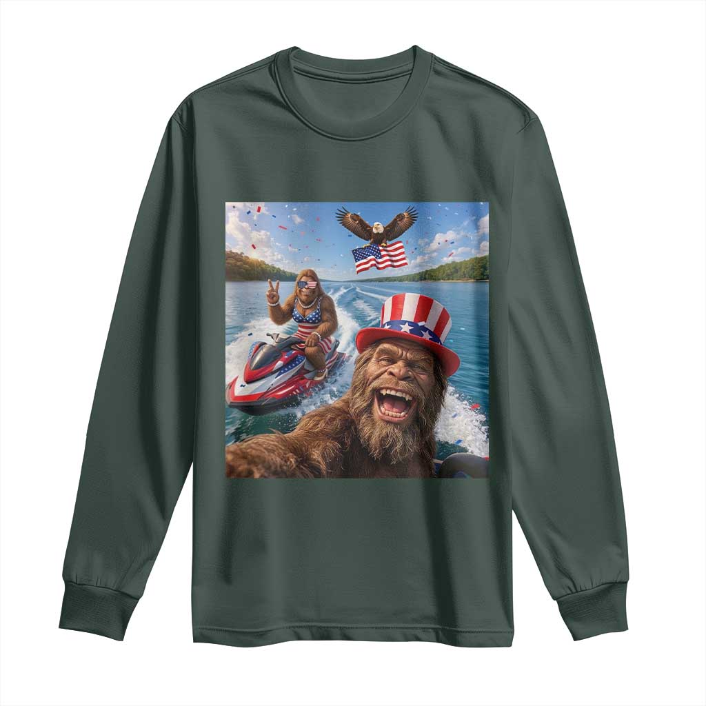 Patriotic Bigfoot Squad Chill Summer Vacation Graphic Long Sleeve Shirt