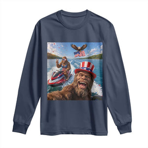 Patriotic Bigfoot Squad Chill Summer Vacation Graphic Long Sleeve Shirt