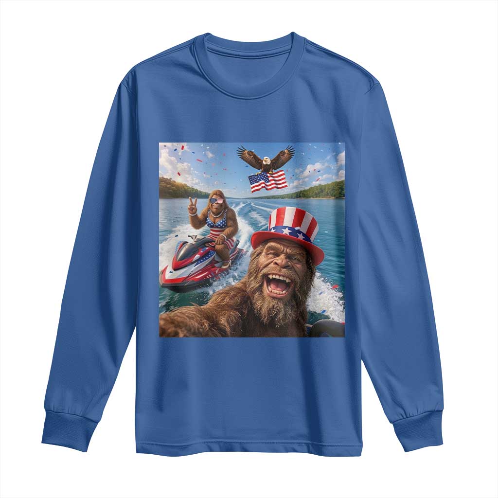 Patriotic Bigfoot Squad Chill Summer Vacation Graphic Long Sleeve Shirt