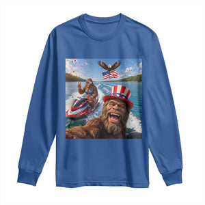 Patriotic Bigfoot Squad Chill Summer Vacation Graphic Long Sleeve Shirt