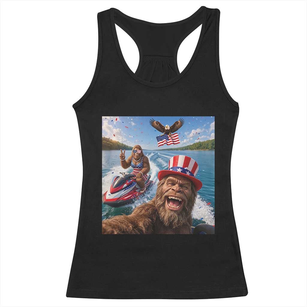 Patriotic Bigfoot Squad Chill Summer Vacation Graphic Racerback Tank Top TS12 Black Print Your Wear