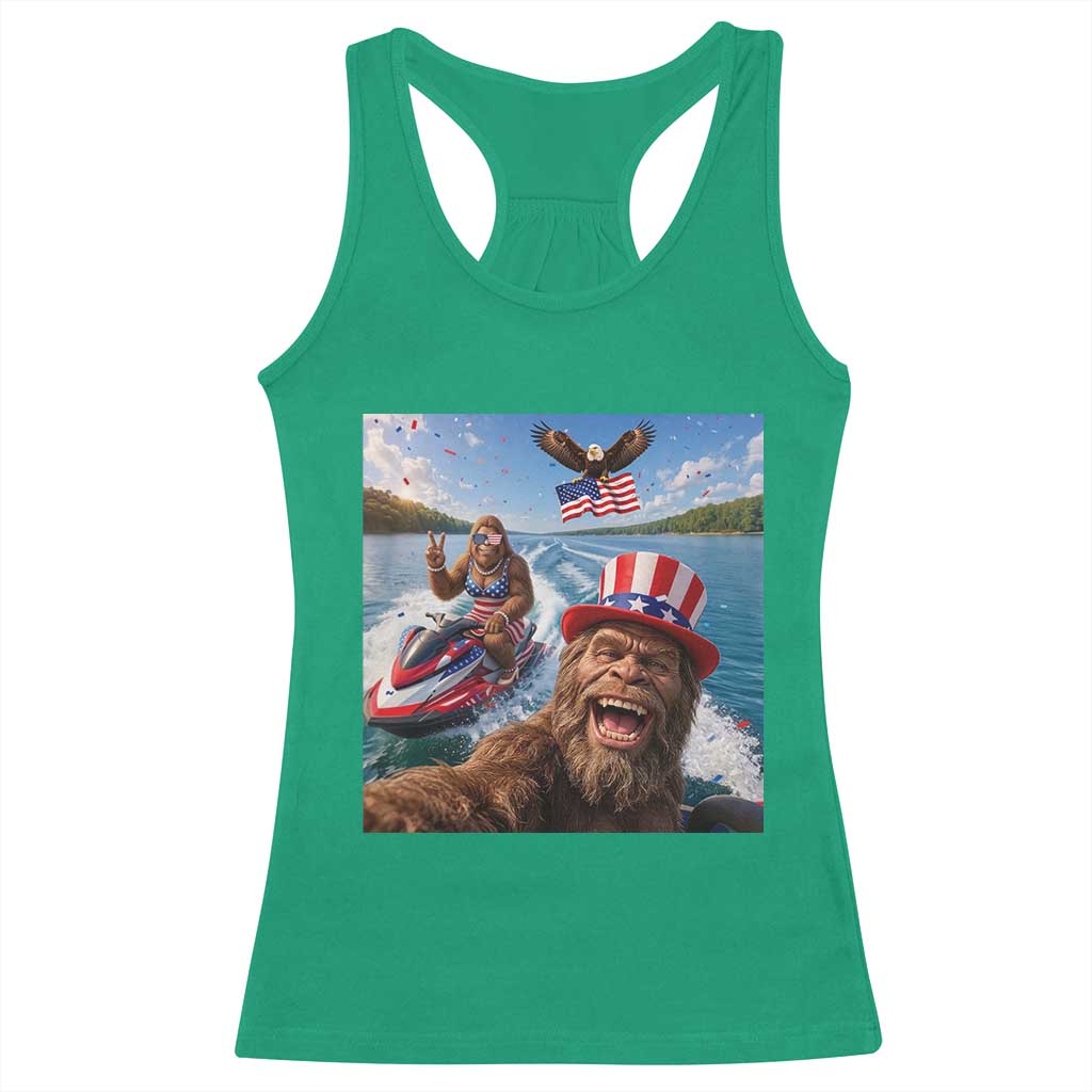 Patriotic Bigfoot Squad Chill Summer Vacation Graphic Racerback Tank Top TS12 Irish Green Print Your Wear