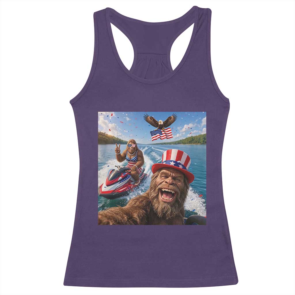 Patriotic Bigfoot Squad Chill Summer Vacation Graphic Racerback Tank Top TS12 Purple Print Your Wear