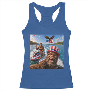 Patriotic Bigfoot Squad Chill Summer Vacation Graphic Racerback Tank Top TS12 Royal Blue Print Your Wear