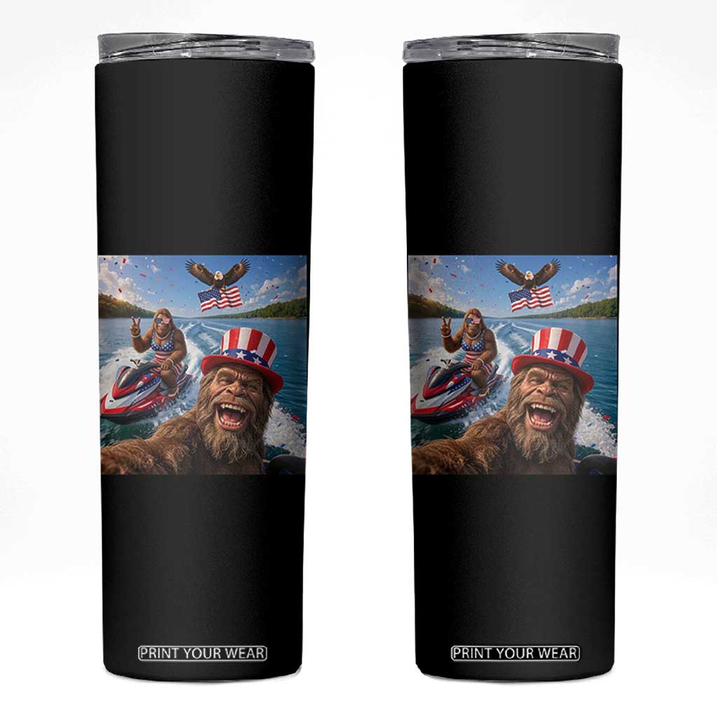 Patriotic Bigfoot Squad Chill Summer Vacation Graphic Skinny Tumbler