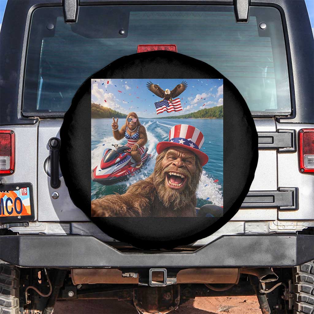 Patriotic Bigfoot Squad Chill Summer Vacation Graphic Spare Tire Cover TS12 No hole Black Print Your Wear