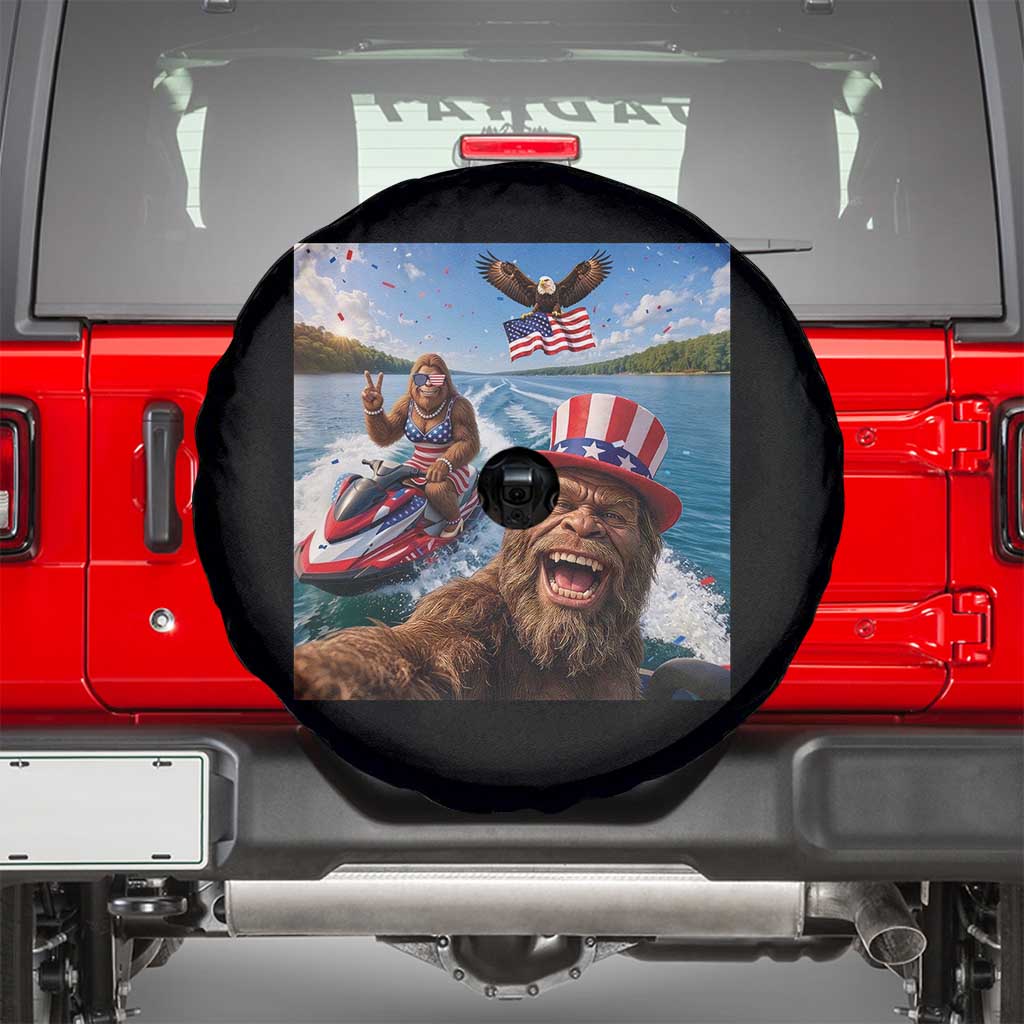 Patriotic Bigfoot Squad Chill Summer Vacation Graphic Spare Tire Cover TS12 Black Print Your Wear