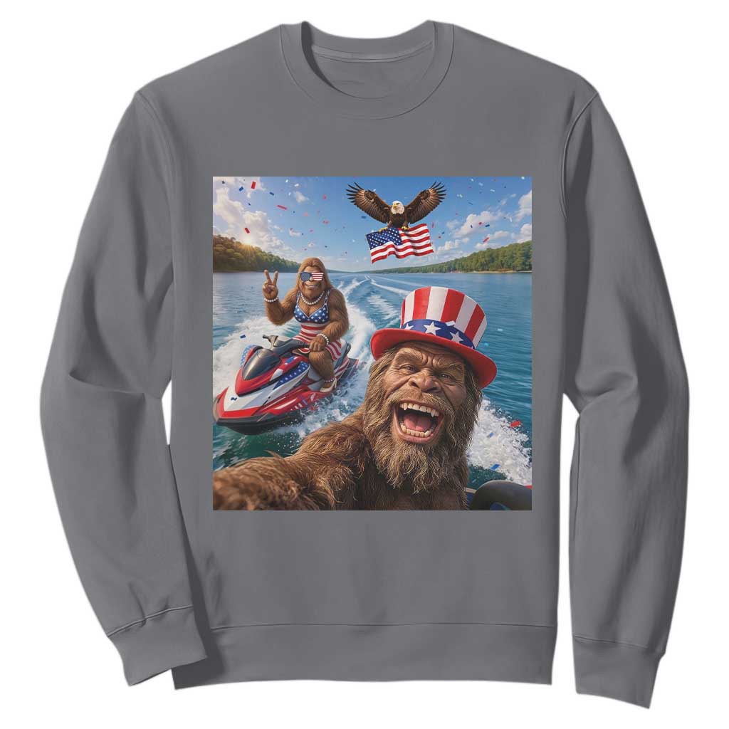 Patriotic Bigfoot Squad Chill Summer Vacation Graphic Sweatshirt