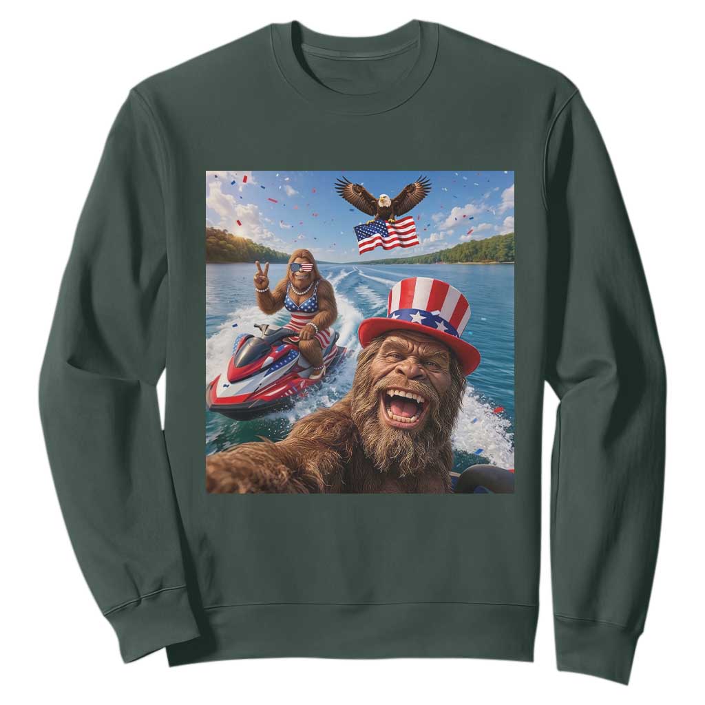 Patriotic Bigfoot Squad Chill Summer Vacation Graphic Sweatshirt