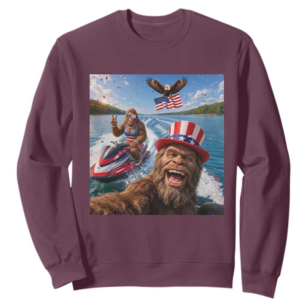 Patriotic Bigfoot Squad Chill Summer Vacation Graphic Sweatshirt