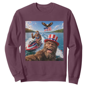 Patriotic Bigfoot Squad Chill Summer Vacation Graphic Sweatshirt