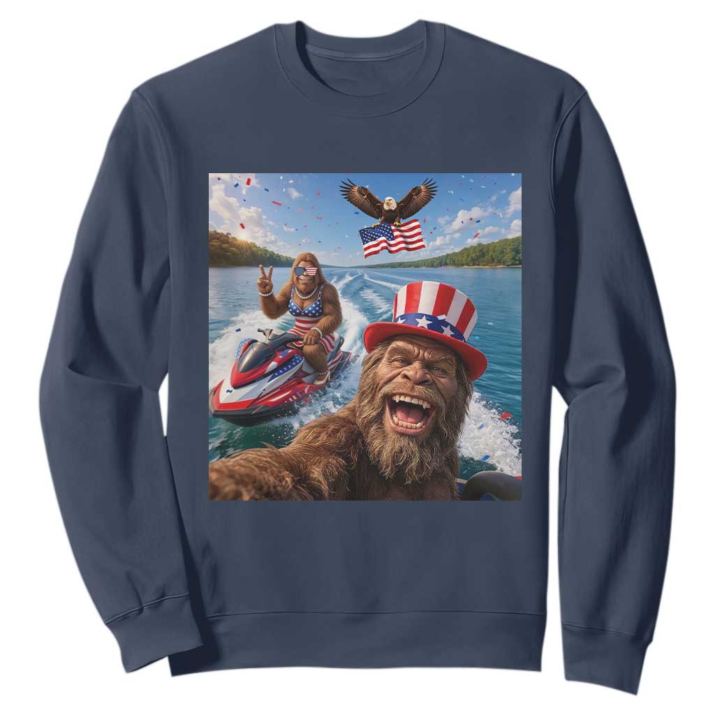 Patriotic Bigfoot Squad Chill Summer Vacation Graphic Sweatshirt