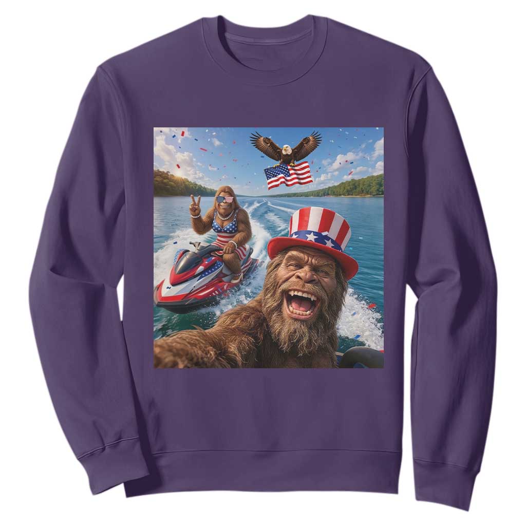 Patriotic Bigfoot Squad Chill Summer Vacation Graphic Sweatshirt