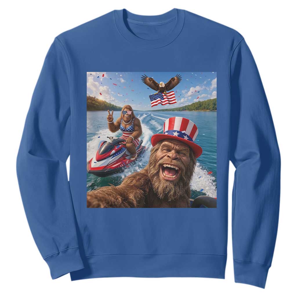 Patriotic Bigfoot Squad Chill Summer Vacation Graphic Sweatshirt