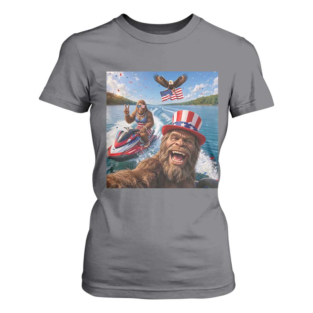 Patriotic Bigfoot Squad Chill Summer Vacation Graphic T Shirt For Women