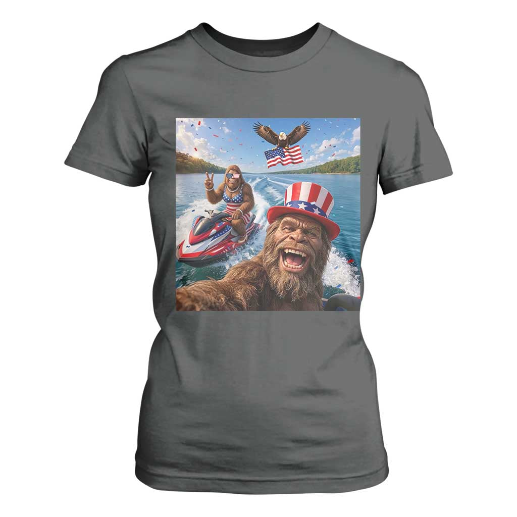 Patriotic Bigfoot Squad Chill Summer Vacation Graphic T Shirt For Women