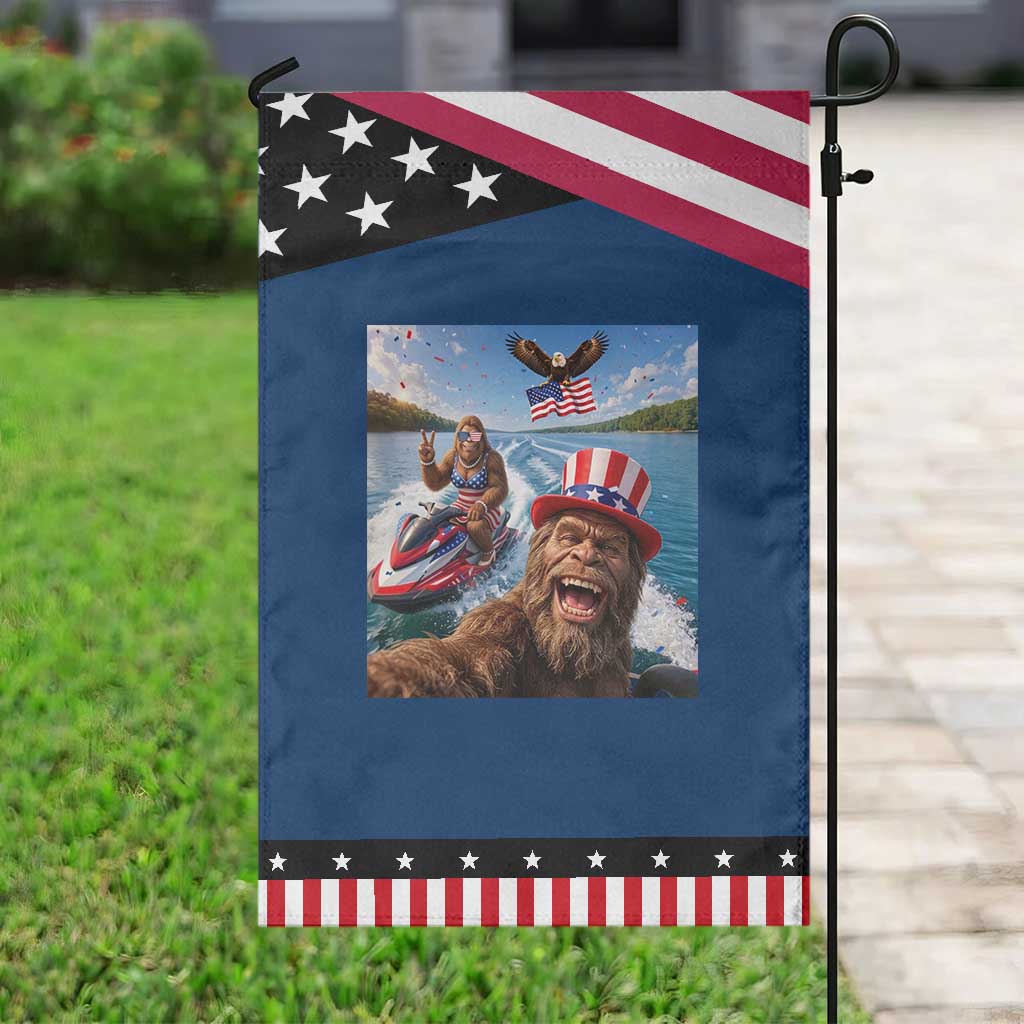 Funny Bigfoot Squad Chill Summer Vacation Graphic Patriotic Garden Flag TS12 Classic Blue Black Print Your Wear
