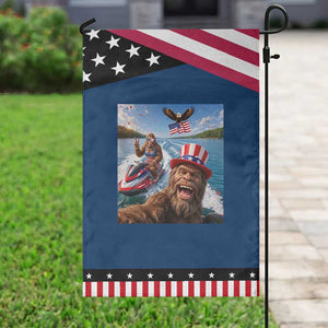 Funny Bigfoot Squad Chill Summer Vacation Graphic Patriotic Garden Flag TS12 Classic Blue Black Print Your Wear