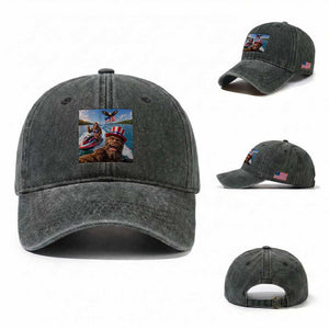 Patriotic Bigfoot Squad Chill Summer Vacation Graphic Washed Cotton Baseball Cap