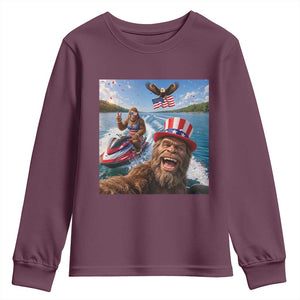 Patriotic Bigfoot Squad Chill Summer Vacation Graphic Youth Sweatshirt
