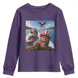 Patriotic Bigfoot Squad Chill Summer Vacation Graphic Youth Sweatshirt