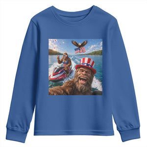 Patriotic Bigfoot Squad Chill Summer Vacation Graphic Youth Sweatshirt
