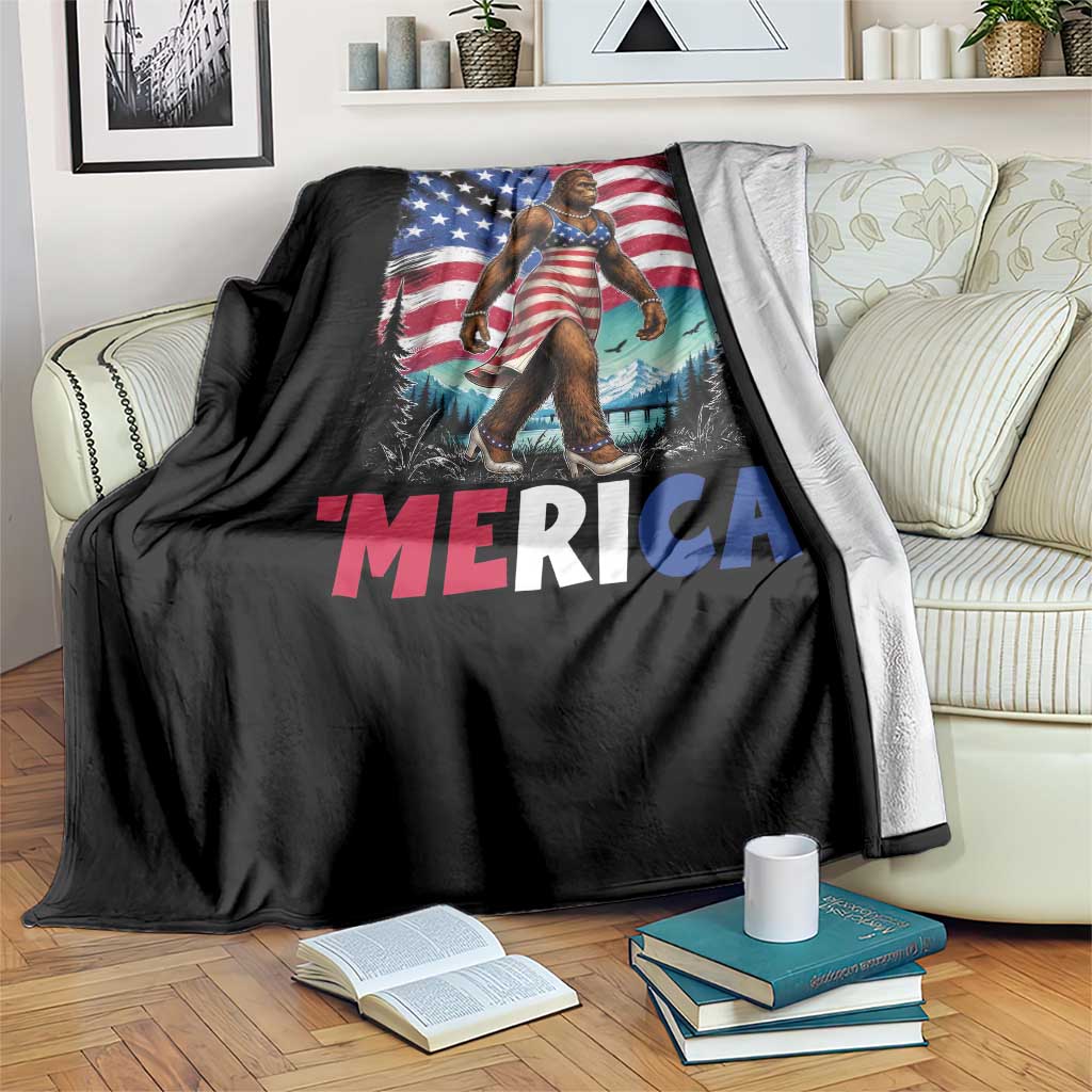Funny Patriotic Sexy Bigfoot Throw Blanket Merica USA 250th Anniversary