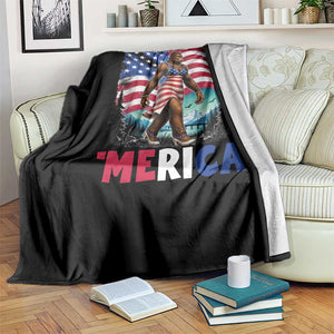 Funny Patriotic Sexy Bigfoot Throw Blanket Merica USA 250th Anniversary