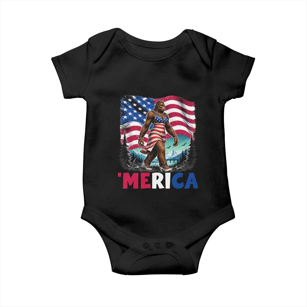 Funny Patriotic Sexy Bigfoot Baby Onesie Merica USA 250th Anniversary TS12 Black Print Your Wear
