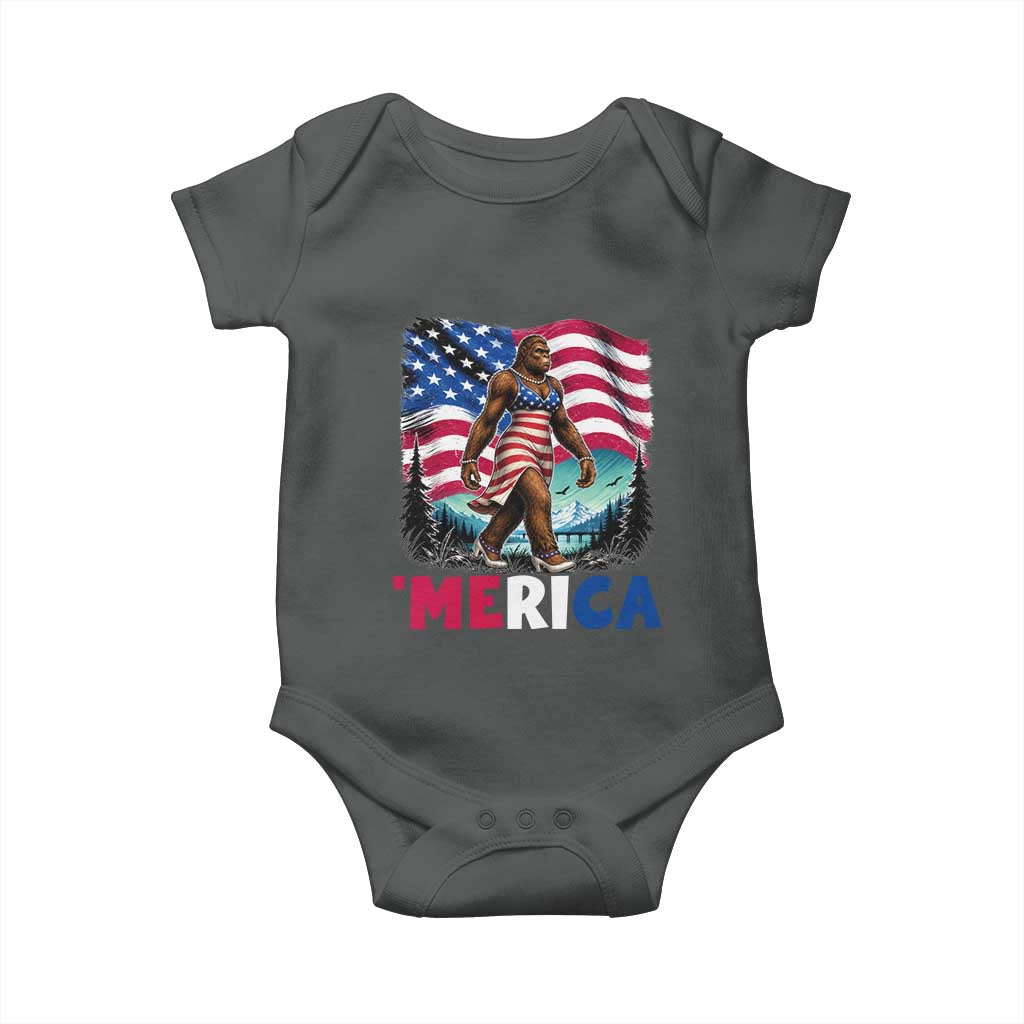 Funny Patriotic Sexy Bigfoot Baby Onesie Merica USA 250th Anniversary TS12 Dark Heather Print Your Wear