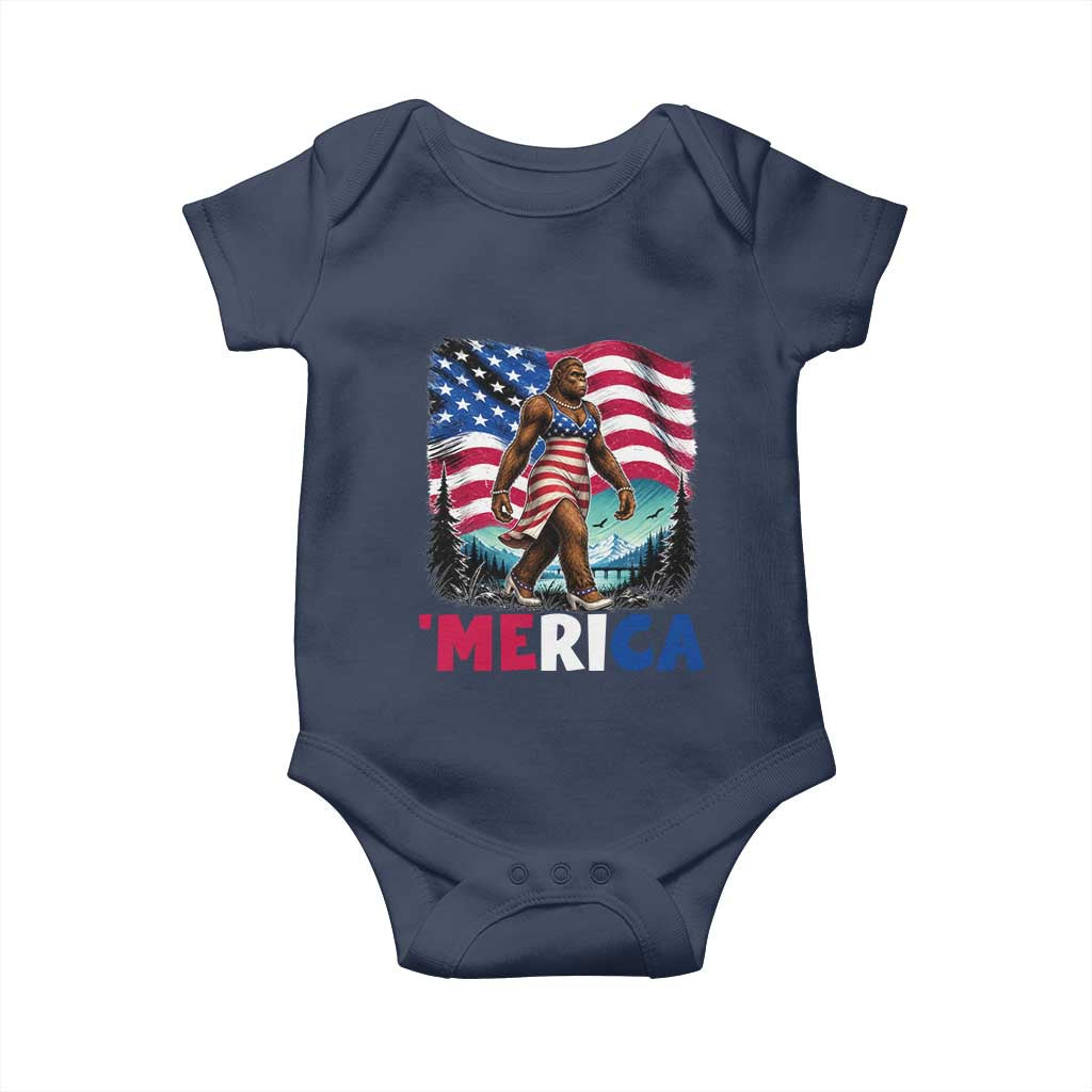 Funny Patriotic Sexy Bigfoot Baby Onesie Merica USA 250th Anniversary TS12 Navy Print Your Wear