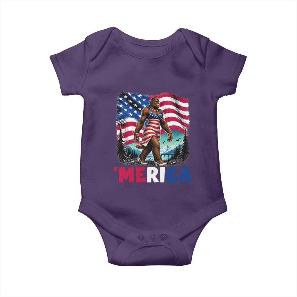 Funny Patriotic Sexy Bigfoot Baby Onesie Merica USA 250th Anniversary TS12 Purple Print Your Wear
