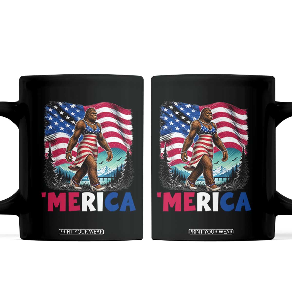 Funny Patriotic Sexy Bigfoot Coffee Mug Merica USA 250th Anniversary