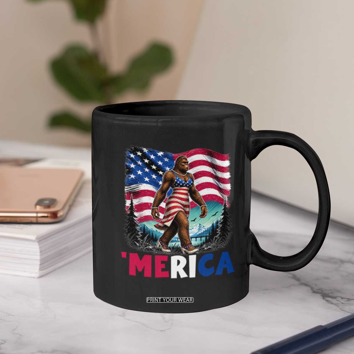 Funny Patriotic Sexy Bigfoot Coffee Mug Merica USA 250th Anniversary TS12 Print Your Wear