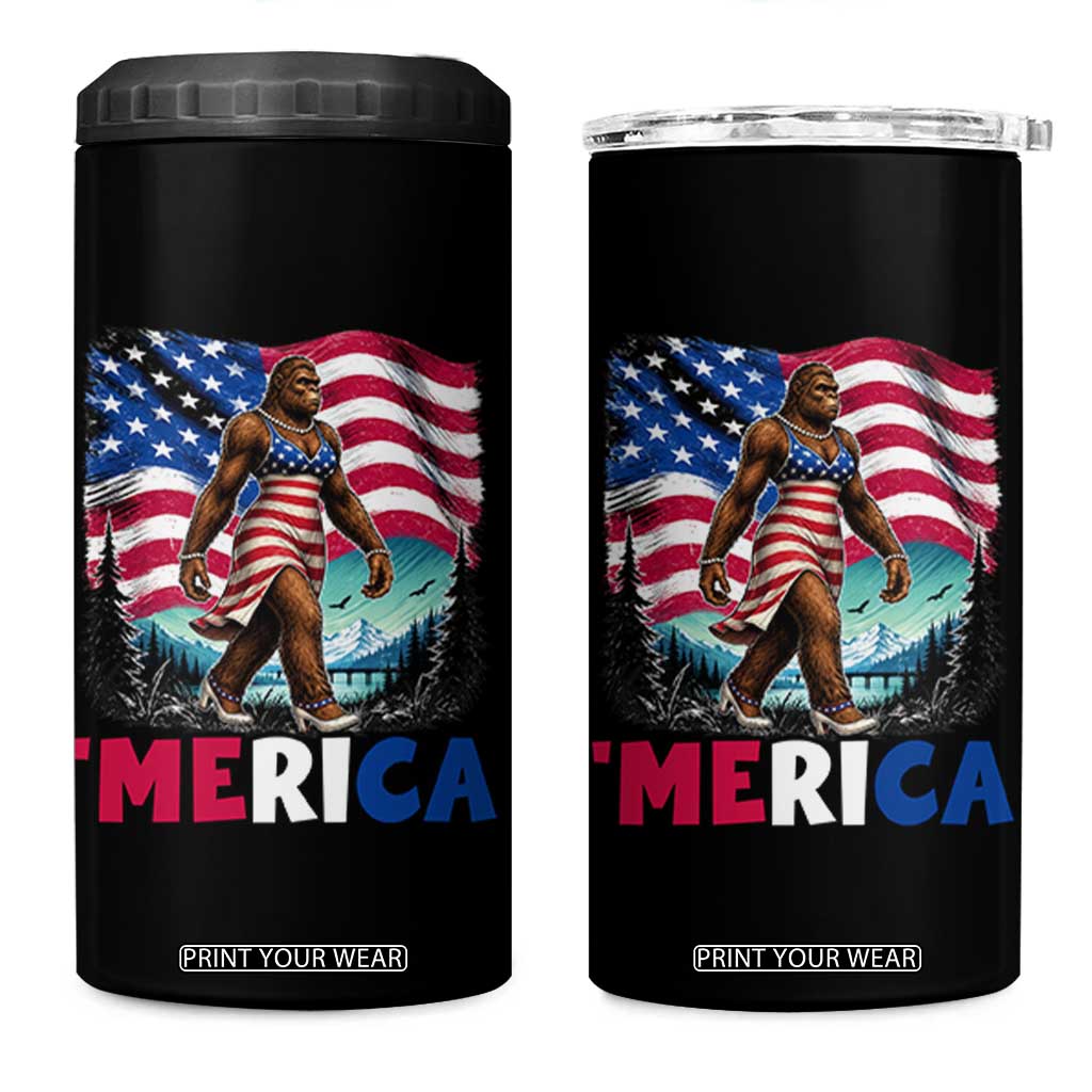 Funny Patriotic Sexy Bigfoot 4 in 1 Can Cooler Tumbler Merica USA 250th Anniversary TS12 One Size: 16 oz Black Print Your Wear