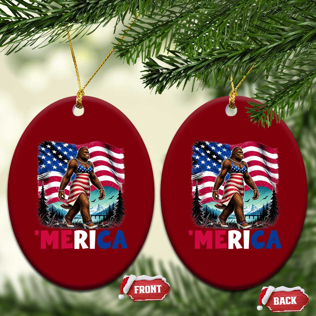 Funny Patriotic Sexy Bigfoot Ceramic Ornament Merica USA 250th Anniversary TS12 Print Your Wear