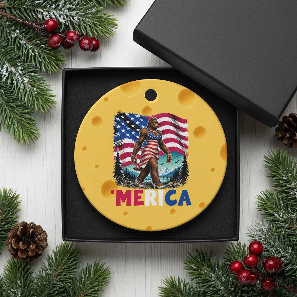 Funny Patriotic Sexy Bigfoot Ceramic Ornament Merica USA 250th Anniversary TS12 1pc Yellow Cheese Print Your Wear