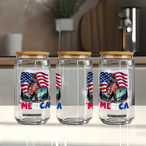 Funny Patriotic Sexy Bigfoot Glass Can Merica USA 250th Anniversary